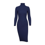 FATIKA 2017 Women Autumn Winter Sweater Knitted Dresses Slim Elastic Turtleneck Long Sleeve Sexy Lady Bodycon Robe Dresses