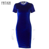 FATIKA 2017 Summer Short Sleeve Velvet Short Casual Women Dress Fashion Women Clothing Elegant Bodycon Party Dresses