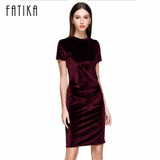 FATIKA 2017 Summer Short Sleeve Velvet Short Casual Women Dress Fashion Women Clothing Elegant Bodycon Party Dresses