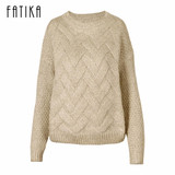 FATIKA 2017 New Fashion Women's Sweaters And Pullover Sleeve Crew neck Knitted Sweater Jumpers Loose Outwear Tops