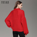 FATIKA 2017 New Fashion Women's Sweaters And Pullovers Lantern Sleeve Turtleneck Knitted Sweaters Casual Loose Jumper Tops FATIKA 2017 New Fashion Women's Sweaters And Pullovers Lantern Sleeve Turtleneck Knitted Sweaters Casual Loose Jumper Tops