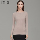 FATIKA 2017 Fashion Women Boat Neck Full Sleeve Slim Pullovers Solid Color Casual Knitted Skinny Sweater Jumpers For Ladies
