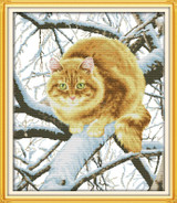Fat cat on the tree decor paintings counted printed on canvas DMC 14CT 11CT Chinese Cross Stitch Needlework Sets Embroidery kits