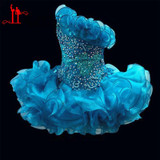 Fast Shipping Pageant Dresses 2017 Ball Gowns Pearls Beaded Kids Prom Party Dress Ruffles Organza Girls Pageant Gown CP002
