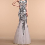 Fast Delivery Purple Long Mermaid Prom Dresses Sweetheart Gold Sequins Party Dress For Women Gold Mermaid Evening Gown SA957
