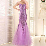 Fast Delivery Purple Long Mermaid Prom Dresses Sweetheart Gold Sequins Party Dress For Women Gold Mermaid Evening Gown SA957