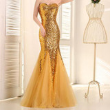 Fast Delivery Purple Long Mermaid Prom Dresses Sweetheart Gold Sequins Party Dress For Women Gold Mermaid Evening Gown SA957