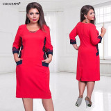 fashionable office women dresses Large size casual o-neck Long sleeve bodycon Dress 2017 plus size women clothing  winter dress