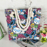 Fashionable Flower Printing Women Handbags Canvas Women Beach Bag Casual Shopping Tote Mummy Shoulder Bag drop shipping JXY820