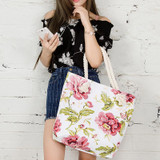 Fashionable Flower Printing Women Handbags Canvas Women Beach Bag Casual Shopping Tote Mummy Shoulder Bag drop shipping JXY820