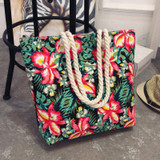 Fashionable Flower Printing Women Handbags Canvas Women Beach Bag Casual Shopping Tote Mummy Shoulder Bag drop shipping JXY820