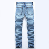 Fashionable Blue Cotton Men's Jeans Jeans Of The Regular Mens Luxury Stone Washes Jeans Fashion Brand Of The Men's Jeans