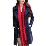 Fashion Woolen Coat Women Long Overcoat Trench Double Breasted Parka Female Winter Jacket New