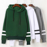 Fashion Womens Striped Long Sleeve Solid Hooded Hoodie Sweatshirt Jumper Hooded Warm Pullover Tops