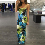 Fashion Womens Sleeveless Boho Dress Ladies Floral Print Summer Long Maxi Dresses Ladies Women Sexy Print Sundress