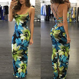 Fashion Womens Sleeveless Boho Dress Ladies Floral Print Summer Long Maxi Dresses Ladies Women Sexy Print Sundress