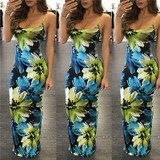 Fashion Womens Sleeveless Boho Dress Ladies Floral Print Summer Long Maxi Dresses Ladies Women Sexy Print Sundress