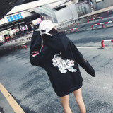 Fashion Womens New Korean K Pop Hoodies Harajuku Oversize Character Printed Solid Women Sweatshirt Females Loose Hoodies Female