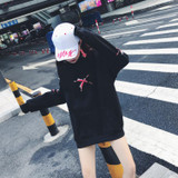 Fashion Womens New Korean K Pop Hoodies Harajuku Oversize Character Printed Solid Women Sweatshirt Females Loose Hoodies Female