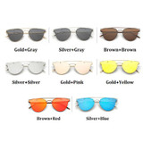 New Rose Gold Cat Eye Sunglasses Women Brand Designer Twin-Beams Mirror Sun Glasses Female Fashion Cateye Sunglasses Vintage
