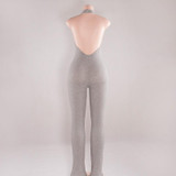 New Rompers Backless Women Jumpsuits 2016 Fashion Summer Sleveless Bodycon Jumpsuit Casual Grey Playsuits Women Jumpsuit