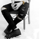 New ripped jeans men skinny Destroyed Knee Leg Zippers biker jeans fashion brand hip hop Nightclub swag white black Jogger pants
