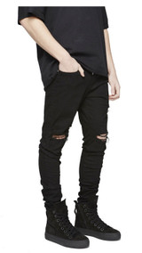 New Ripped biker jeans Men With Holes Super Skinny jeans homme Famous Designer Brand Slim Fit Destroyed Torn Jean Pants For Male