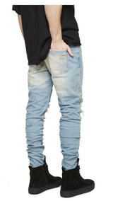 New Ripped biker jeans Men With Holes Super Skinny jeans homme Famous Designer Brand Slim Fit Destroyed Torn Jean Pants For Male