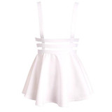 New Retro Women Hollow Mini Skater Skirt Summer Cute Suspender Clothes Straps High Waist Skirts Black White