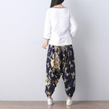 New Red Blue Ladies Women's Fashion Floral Print Harem Pants Women Beach Clothing Loose Elastic Waist Trousers Casual Pants