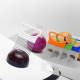New Random Color Onion Tomato Vegetable Slicer Cutting Aid Guide Holder Fruit Slicing Cutter Gadget Kitchen Cutting Tools BS