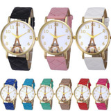 New quartz watch women romantic Paris Eiffel Tower pattern candy color leather wrist watch clock women relogios femininos #0l