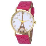 New quartz watch women romantic Paris Eiffel Tower pattern candy color leather wrist watch clock women relogios femininos #0l