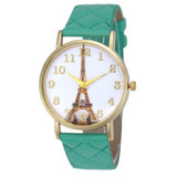 New quartz watch women romantic Paris Eiffel Tower pattern candy color leather wrist watch clock women relogios femininos #0l