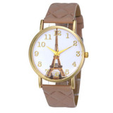 New quartz watch women romantic Paris Eiffel Tower pattern candy color leather wrist watch clock women relogios femininos #0l
