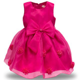 New Quality Baby Girl cloth Cute 6-colour bow dress for Girl Infant Birthday sleeveless formal flower Dress for Baby Girl formal
