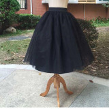 New Puff Women Chiffon Tulle Skirt White faldas High waist Midi Calf Chiffon plus size Grunge Jupe Female Tutu Skirts