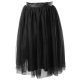 New Puff Women Chiffon Tulle Skirt White Black faldas Vestido High waist Midi Knee Length Chiffon plus size  Female Tutu Skirts