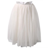 New Puff Women Chiffon Tulle Skirt White Black faldas Vestido High waist Midi Knee Length Chiffon plus size  Female Tutu Skirts