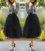 New Puff Women Chiffon Tulle Skirt White Black faldas Vestido High waist Midi Knee Length Chiffon plus size  Female Tutu Skirts