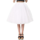 New Puff Fashion Women Girl Chiffon Tulle Skirt White Faldas High Waist Midi Knee Length Female Tutu Skirts CY2072