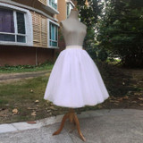 New Puff Fashion Women Girl Chiffon Tulle Skirt White Faldas High Waist Midi Knee Length Female Tutu Skirts CY2072