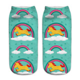 New Print 3D Kawaii girl Women socks New Unisex Cute Harajuku Unicorn Animal Ankle socks female Printed Slipper socks Wholesale
