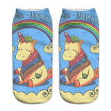 New Print 3D Kawaii girl Women socks New Unisex Cute Harajuku Unicorn Animal Ankle socks female Printed Slipper socks Wholesale