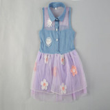 New Princess Baby Girl's Kids Denim Sleeveless Tops Tulle Tutu Mini Dresses