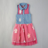 New Princess Baby Girl's Kids Denim Sleeveless Tops Tulle Tutu Mini Dresses