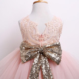 New Pricess Dress Kids Baby Girl Sequins Boknot Party Girls Dresses Ball Gown Costume