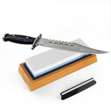 New Premium Sharpening Stone 2 Side Grit 1000/6000 Whetstone | Best Kitchen Knife Sharpener Waterstone | NonSlip Bamboo Base &amp;