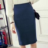 New Plus Size Slim Office Skirt Faldas Women Sexy Elastic High Waist Pencil Skirt One Step Knitted Work Formal Skirts A1515