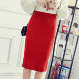 New Plus Size Slim Office Skirt Faldas Women Sexy Elastic High Waist Pencil Skirt One Step Knitted Work Formal Skirts A1515